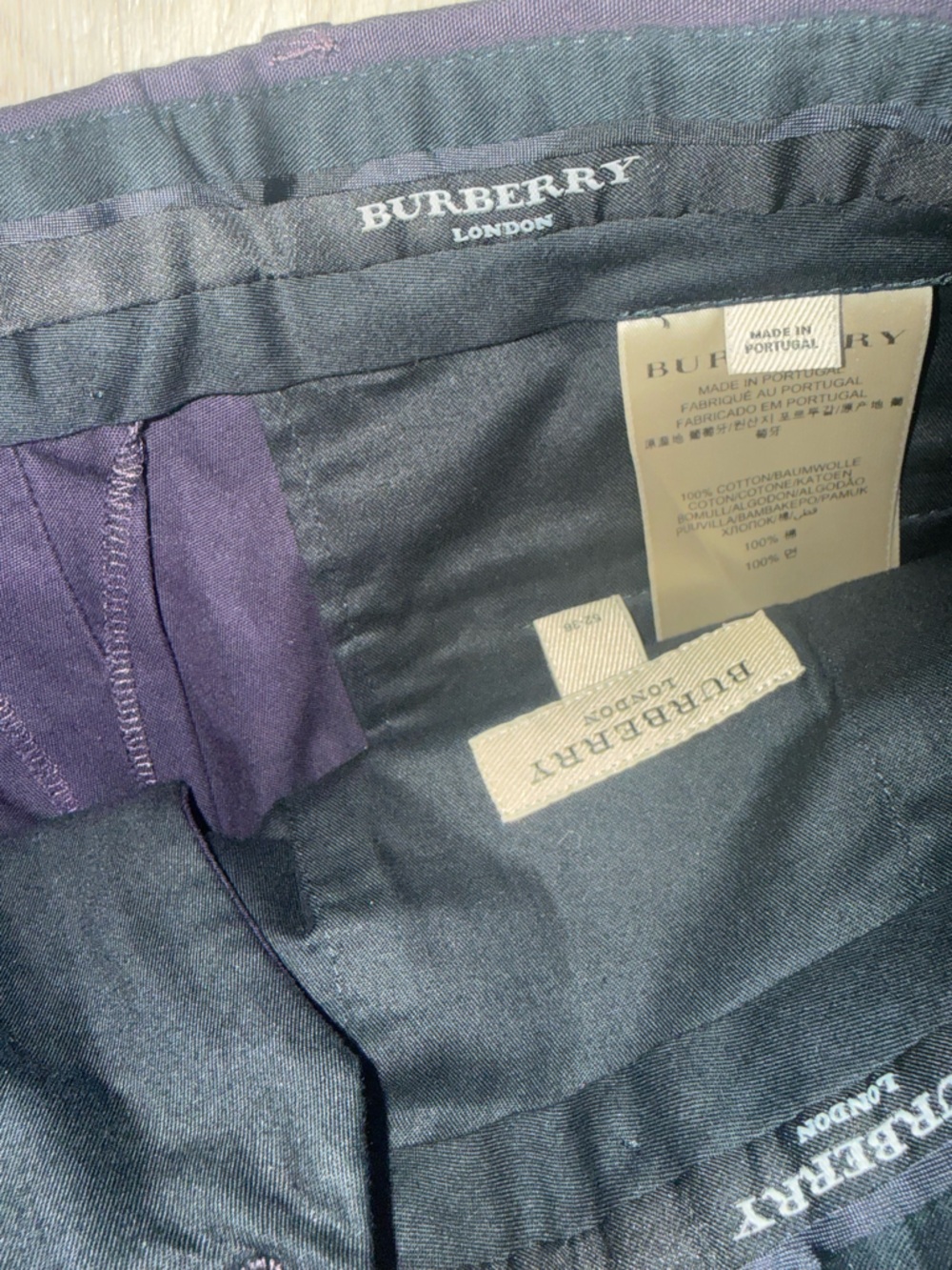 Burberry Men's purple cotton trousers Dress Pants - Classic Slim Fit sz 34 waist - Picture 2 of 4